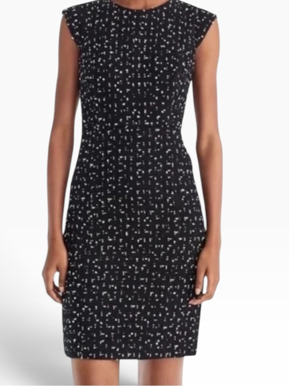 J. Crew 365 Navy Blue/Ivory Tweed Cap Sleeve Sheath Dress 4